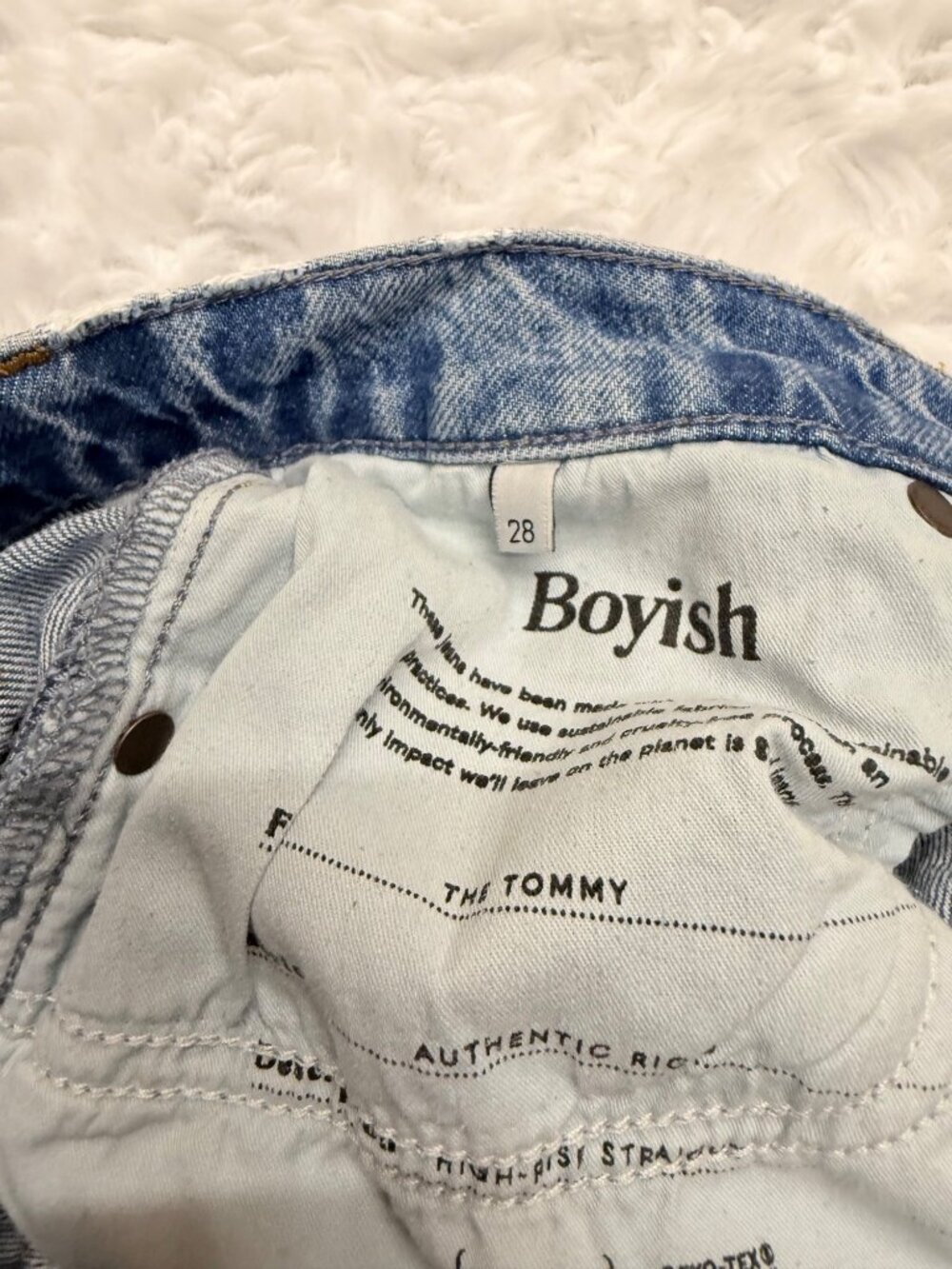 Boyish By Her The Tommy Button Fly High Rise Straight Distressed Jeans Waist 28" - Picture 10 of 10